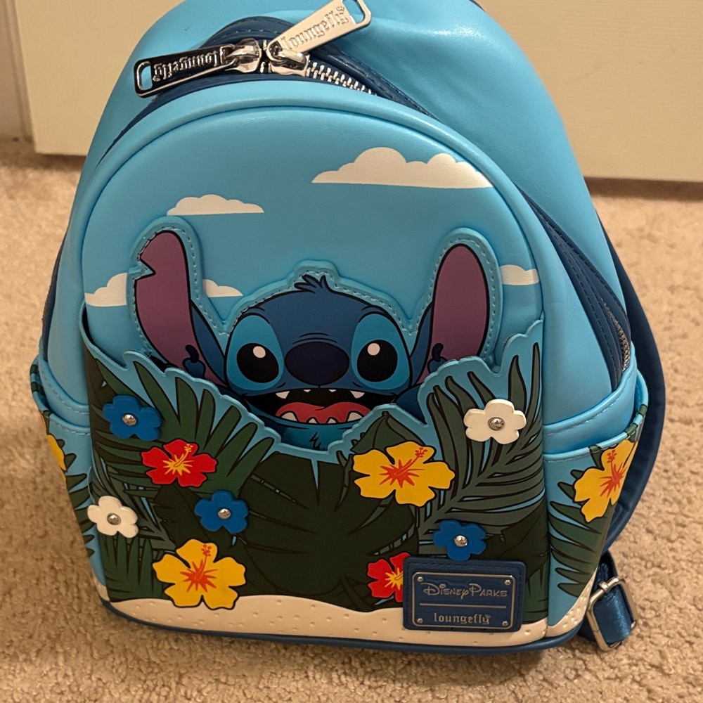Loungefly Blue and Green Stitch Kids Backpack